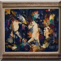 A56. Abstracted painting with horse by Lucien Roulle. Oil on canvas. 26”h x 32”w 